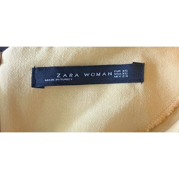 Zara Sheath Dress Size XS Career Capsule Wardrobe Lagenlook Bell Sleeves Yellow - Picture 8 of 9